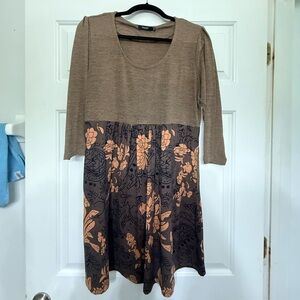 Reborn Brown and Peach Floral Long Sleeve Tunic